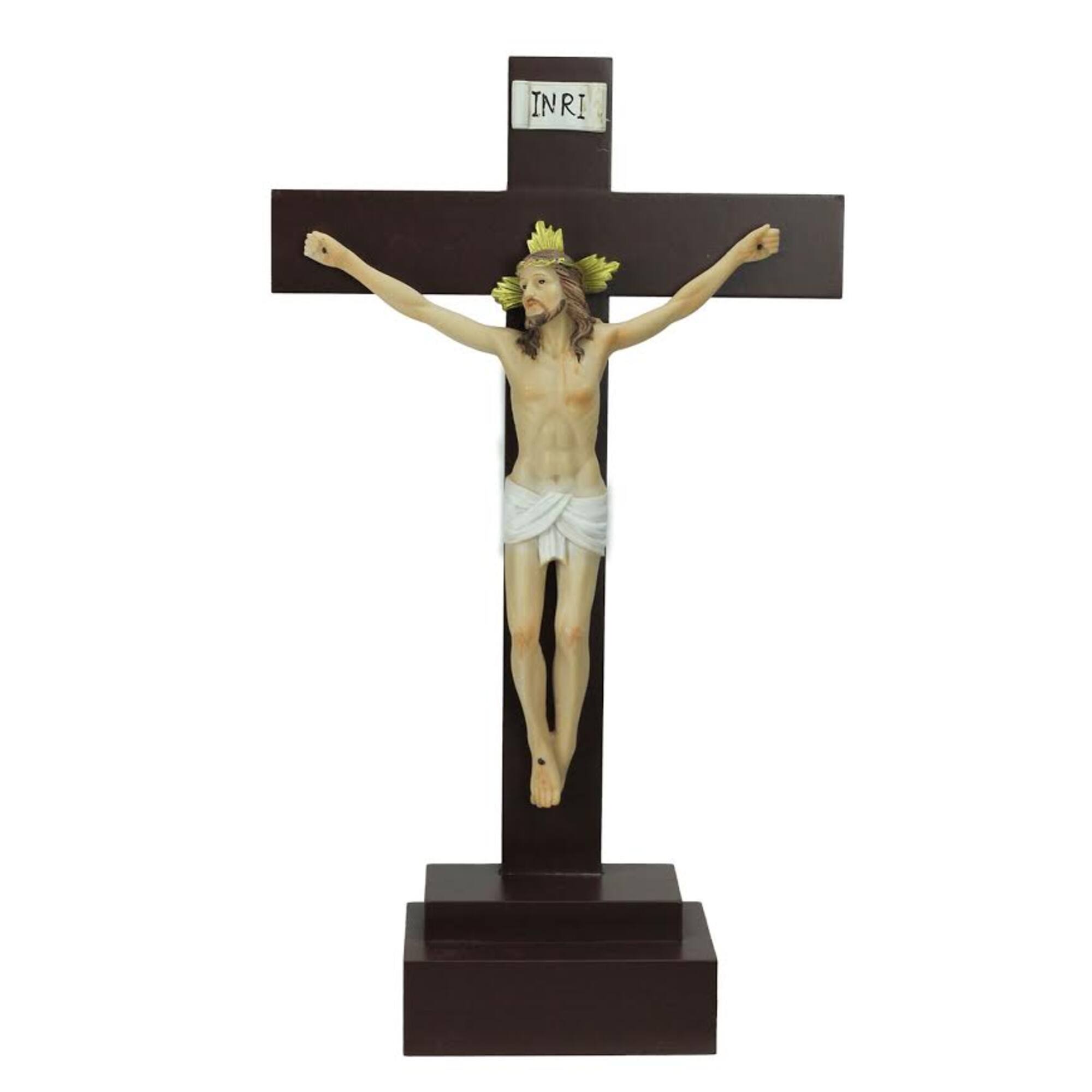 14.5" INRI Jesus on Crucifix Table Top Decoration